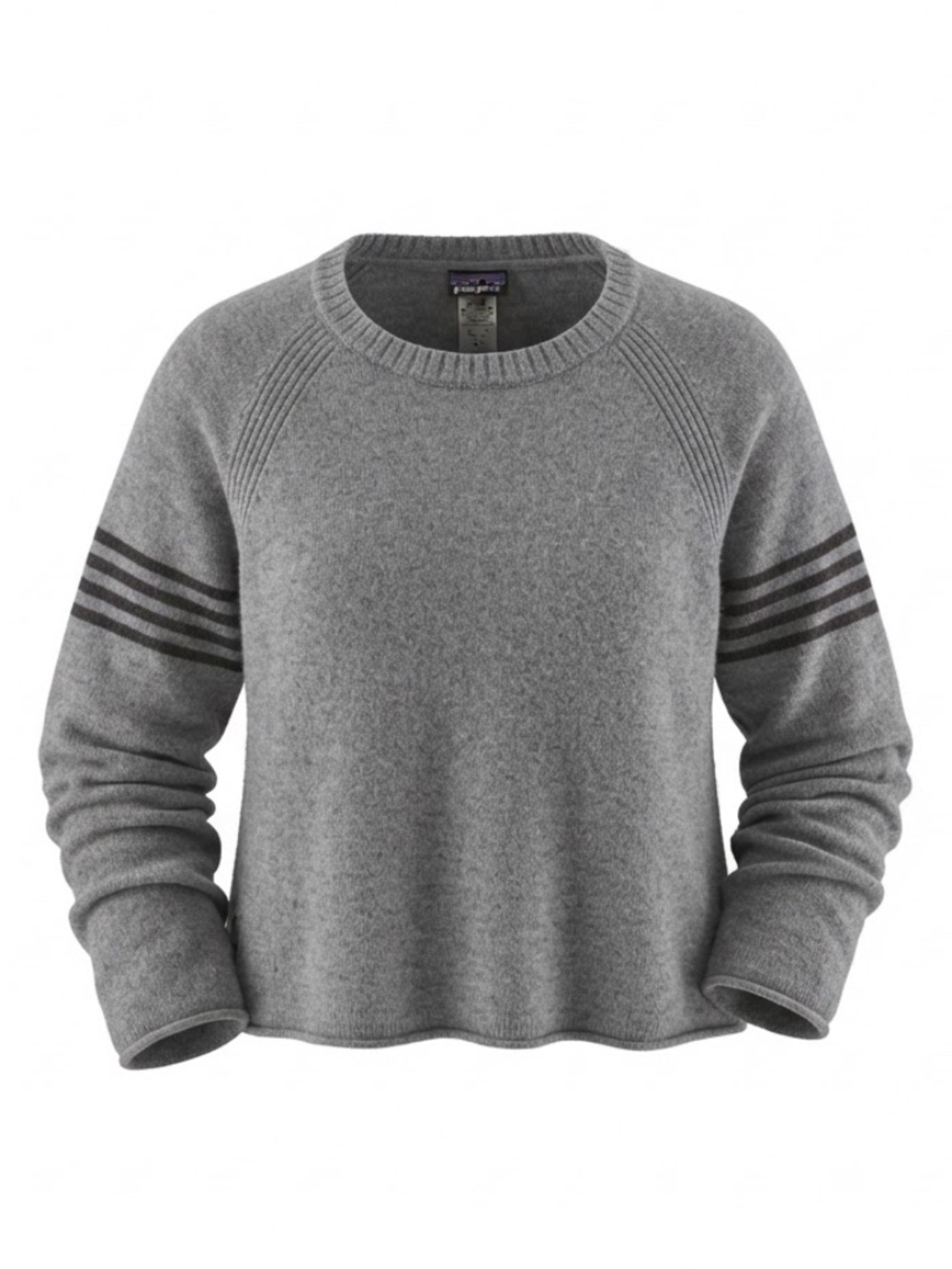 Patagonia Womens Gray Lambswool Blend‎ Striped Sleeve Knit Sweater Size M